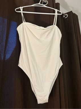 White One-Piece Swimsuit with Adjustable Straps